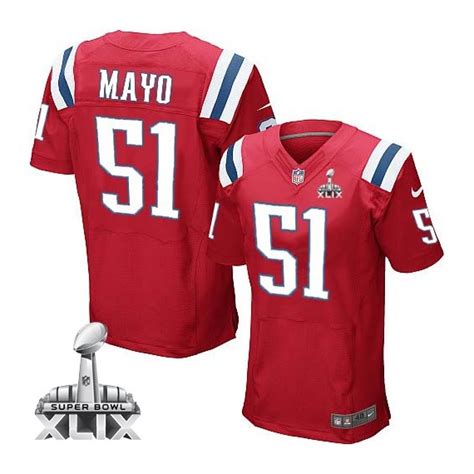 New England Patriots Jerod Mayo Official Nike Red Elite Adult Alternate ...