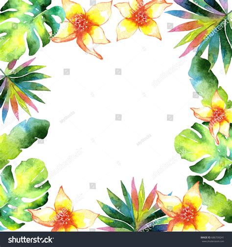 Tropical Hawaii Leaves Palm Tree Frame Stock Illustration 686709241 | Shutterstock