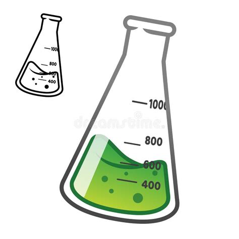 Erlenmeyer Flask with Line Art Drawing Stock Vector - Illustration of experiment, logo: 227924574