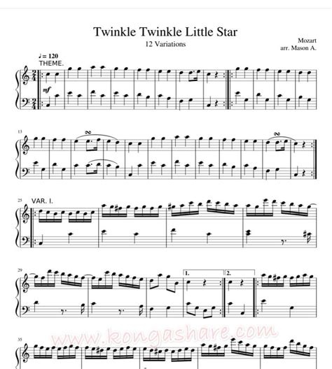 Twinkle Twinkle Little Star sheet music (12 Variations)