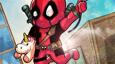 Deadpool loves Unicorn 4K wallpaper download