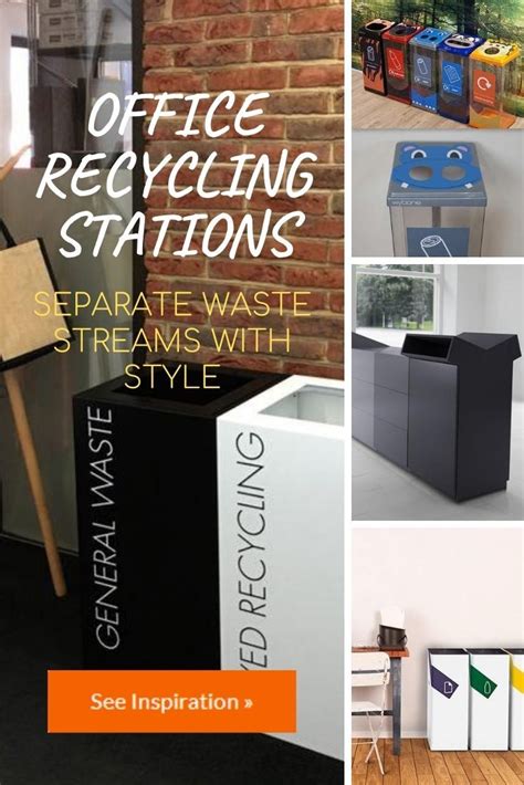 Office Recycling Station & Trash Cans | Trash cans, Recycling containers, Recycling station