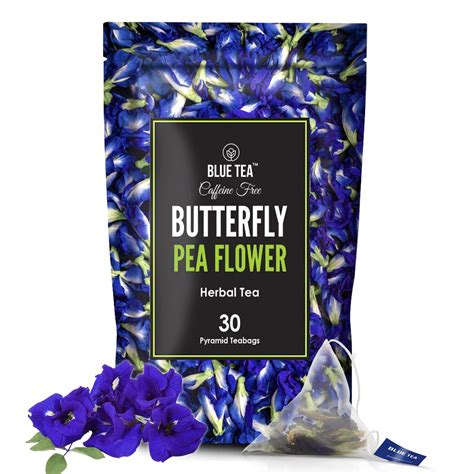 BLUE TEA - Butterfly Pea Flower - 30 Pyramid Tea Bags | Premium Zipper ...