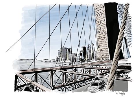 Dibujos viajeros. Desde el puente de Brooklyn - SOMOS viajeros