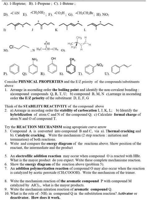 SOLVED:A} [-Heptene: 1-Propene CV:[-Butene ~CEN ~CHNNH: ; F) ~COH ~CH CH Br . H) NO: CHa Hsc ...