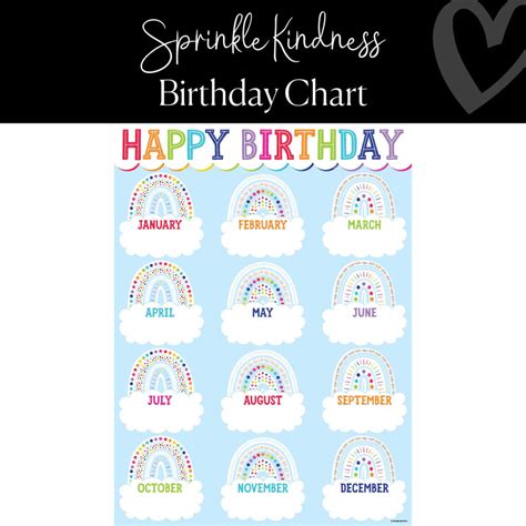 rainbow birthday chart with months to write student birthdays