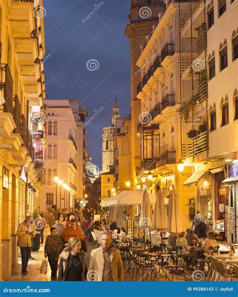 Valencia Old Town Street. Spain Editorial Stock Photo - Image of dusk, historical: 99386143