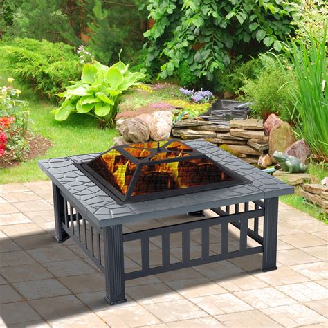 BBQ Fire pit Brazier Square Stove - Dealsdirect.co.nz