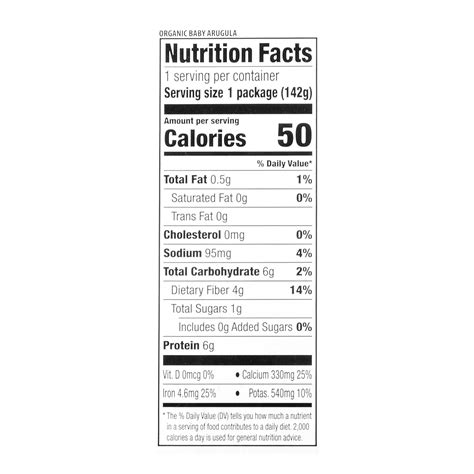 baby arugula nutrition facts