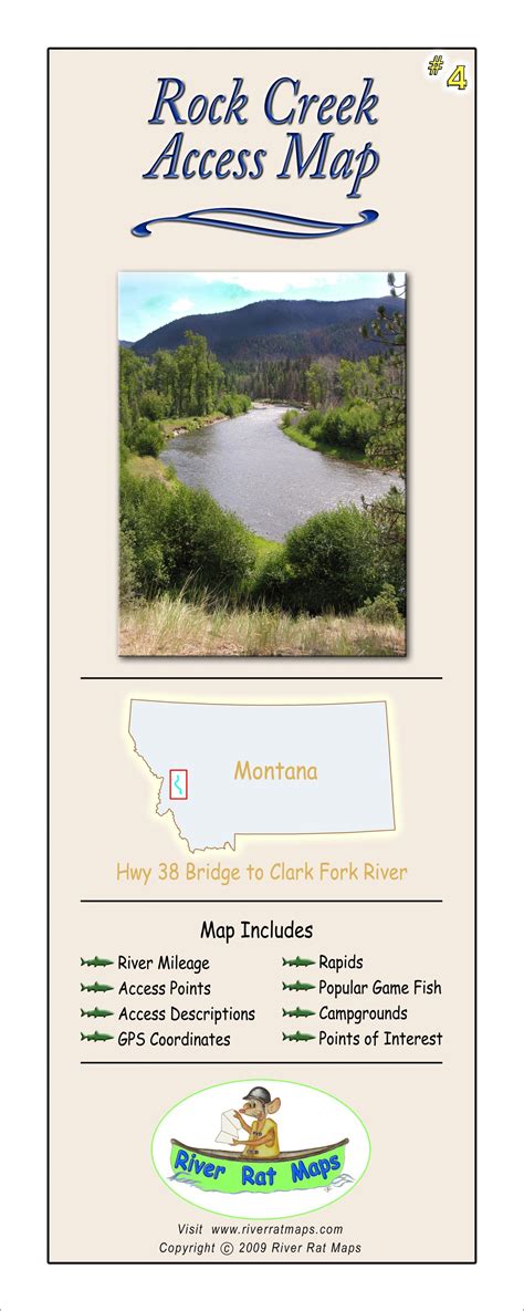 Rock Creek Map by River Rat Maps for floating or wade fish access