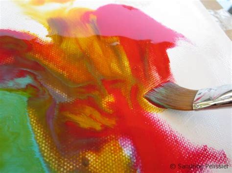 How to paint flowers from imagination with acrylic ink on canvas