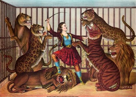 The Lion Queen : circa 1874 [Woman Lion Tamer, Lions, Tigers] #Illustration | Vintage circus ...