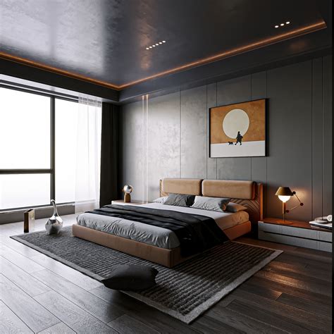 ArtStation - Black and Orange Bedroom | Resources