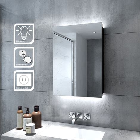 Mirrored Bathroom Cabinet With Shaver Socket And Light | Cabinets Matttroy