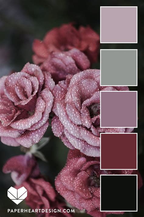 Dusty Floral Color Palette - Muted pinks and rose colors with sage green and dark gray | Color ...