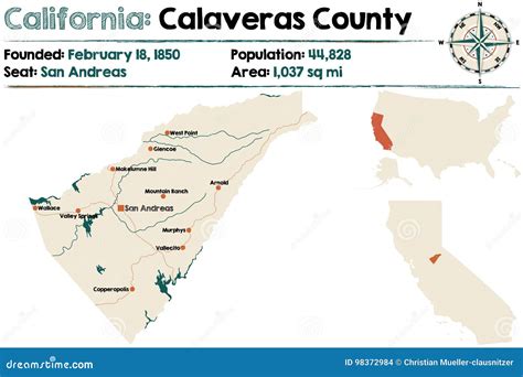 Calaveras County Map California Region Cartoon Vector | CartoonDealer ...