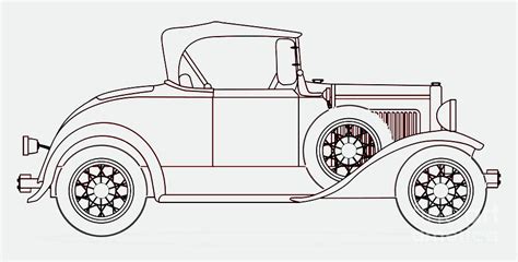 Early Motor Car Line Drawing Digital Art by Bigalbaloo Stock - Fine Art America