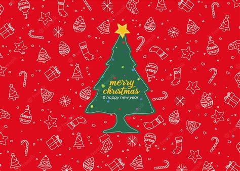 Premium Vector | Christmas background with doodle style