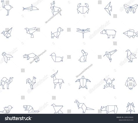 Origami Folded Paper Animals Shapes. Bird, Crane - Royalty Free Stock Vector 2285129281 - Avopix.com