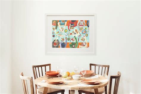 Food Art Illustration of a Family Feast Dining Room Wall Art | Etsy