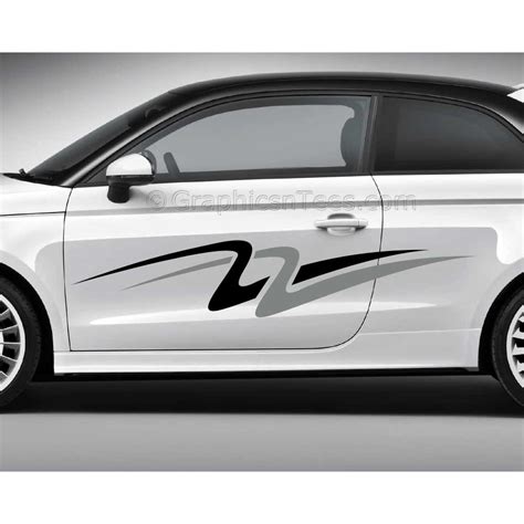 Custom Car Stickers, Vinyl Graphic Side Stripe Decals - Double Swoosh in 2 Colours