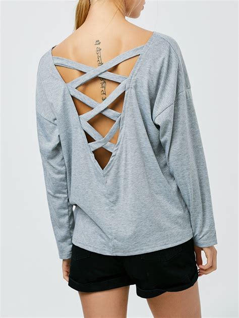 [41% OFF] 2021 Drop Shoulder Cut Out T-Shirt In GRAY | DressLily