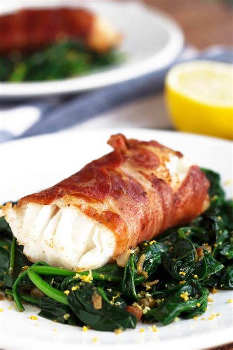 Prosciutto-Wrapped Cod with Lemon Caper Spinach - Kit's Coastal