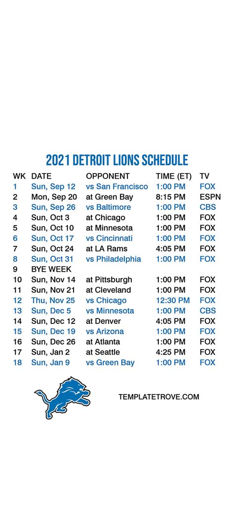 Lions Schedule 2024 25 Printable Pdf Free - Junia Margery