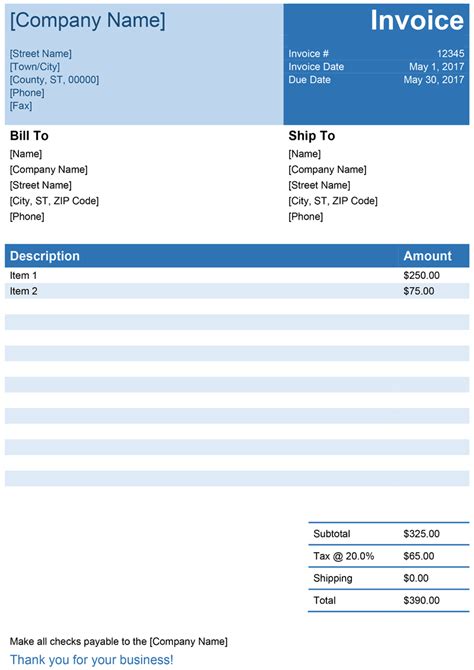 Invoice Template for Word - Free Simple Invoice