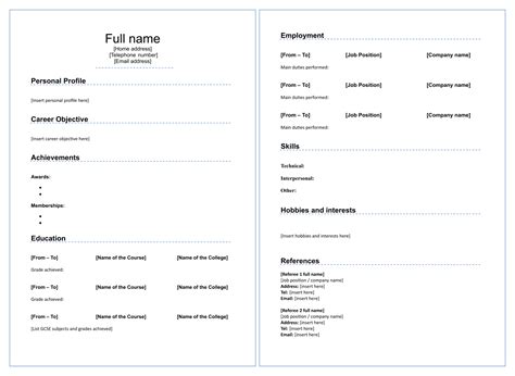 Free Printable Fill In The Blank Resume Templates Of Resume Format Blank Resume Form To Print ...