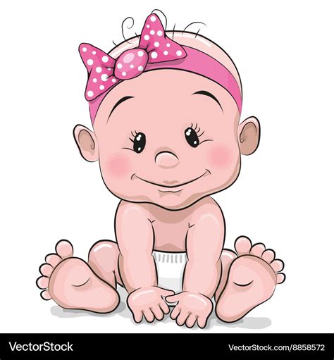 Cute cartoon baby girl Royalty Free Vector Image