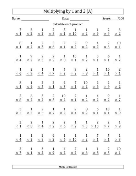 Multiplication Facts Worksheets | Math fact worksheets, Multiplication ...