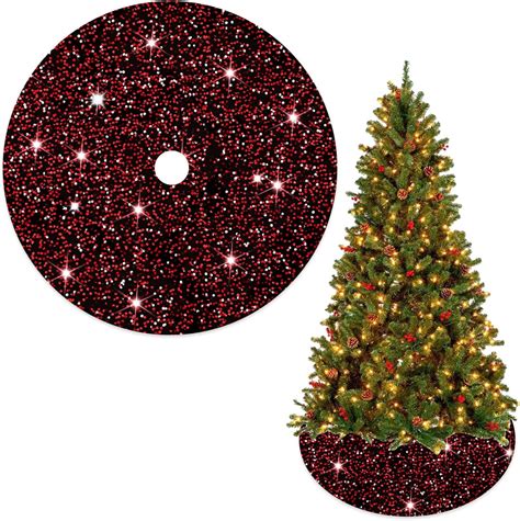 Amazon.com: FUHSY Black Red Christmas Tree Skirt Small Rustic Sequin ...