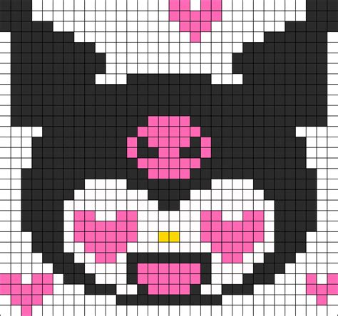 Kuromi In Love Kandi Pattern | Pixel art, Pixel art templates, Easy pixel art