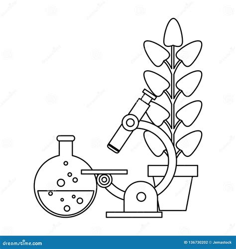 Science Experiments and Investigation Black and White Stock Vector ...