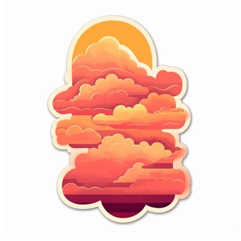 Premium AI Image | A cartoon illustration of a sunset with clouds in the sky.