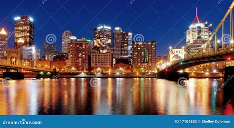 Pittsburgh Skyline at Night Stock Image - Image of structure ...