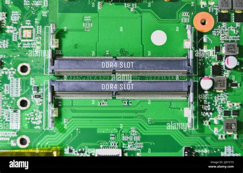 RAM (Random Access Memory) DDR4 slot in the motherboard of the computer ...