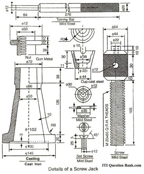 Screw Jack kaise banaya jata hai - How to draw screw jack 2022