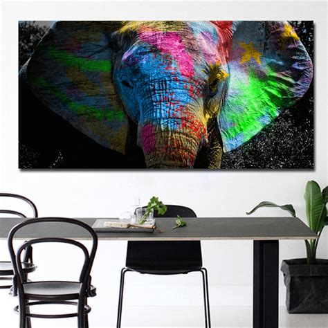 Colorful African Elephant Canvas Wall Painting Art - Afro Art