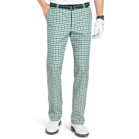 Izod Flat Front Gingham Check Performance Golf Pants in Green for Men ...