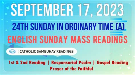 17 September 2023 English Sunday Mass Readings | 24th Sunday in Ordinary Time (A) - YouTube