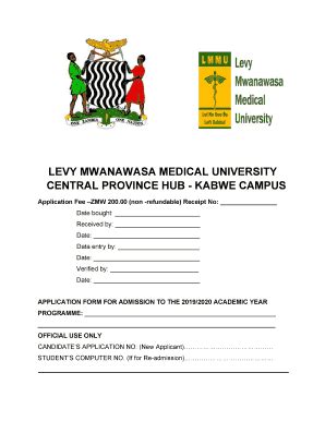 Levy Mwanawasa Medical University - Fill Online, Printable, Fillable ...