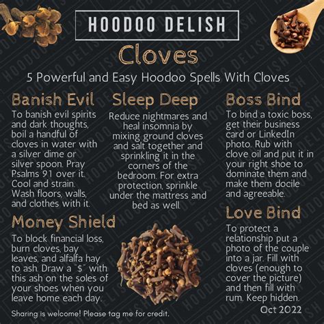 CLOVES ~*~ | Hoodoo spells, Hoodoo magic, Easy spells