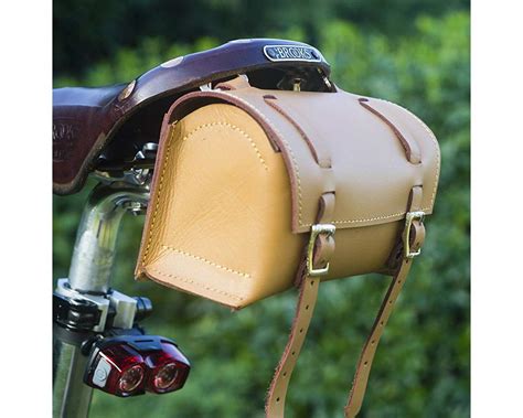 Large Bicycle Bag Saddle / Handlebar / Frame Bag in TAN LEATHER