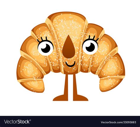 Cute croissant cartoon character crossiant mascot Vector Image