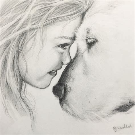 Cute dog and girl drawing : r/drawing