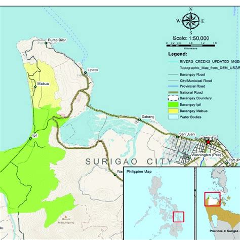 Map showing the study site in Surigao City, Philippines. | Download ...