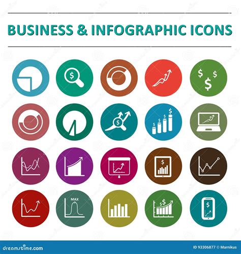 Infographic and Business Icon Set Stock Vector - Illustration of financial, keyboard: 93306877