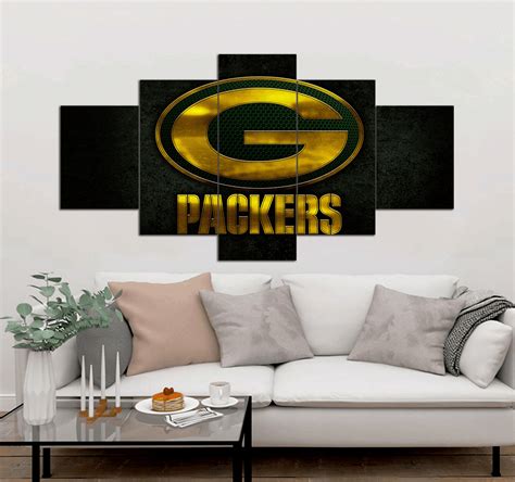 Green Bay Packers Football Team Canvas Wall Art - 5 Piece Canvas Art P